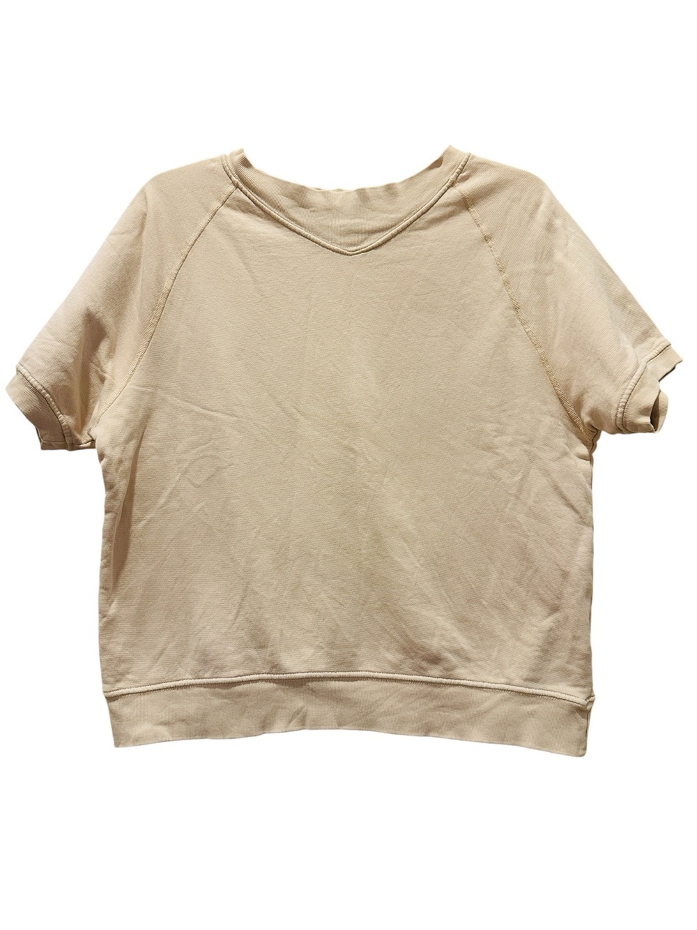 Joie Women’s 100% Cotton Crew Neck Short Sleeve Crop Top Size 2 Cream Minimalist